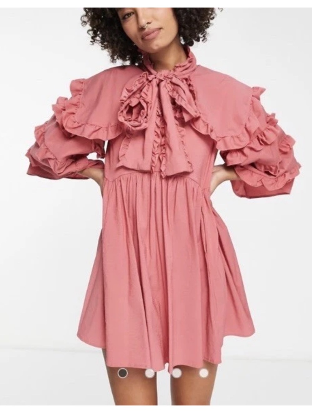 NWT Sister Jane Ruffled Smock Dress Rusty Pink M Medium Cottagecore Babydoll